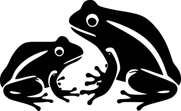 Frogs Black White Vector Illustration — Stock Vector