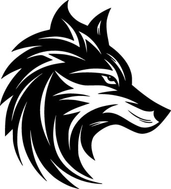 Wolf - siyah ve beyaz vektör çizimi