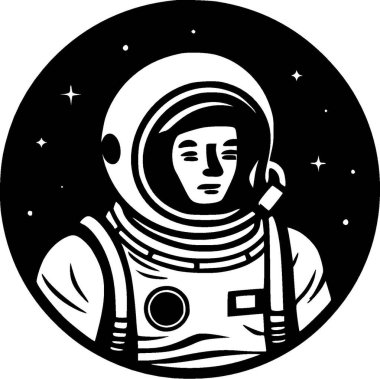 Astronot - minimalist ve düz logo - vektör illüstrasyonu