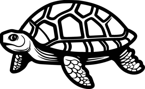 Turtle - black and white isolated icon - vector illustration