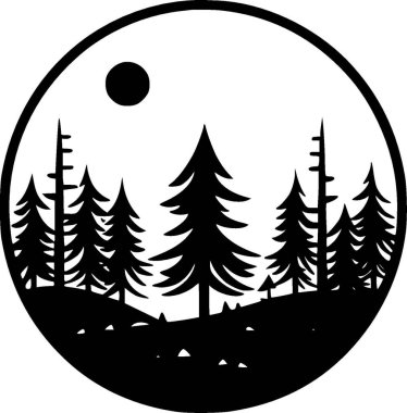 Orman - siyah ve beyaz vektör çizimi