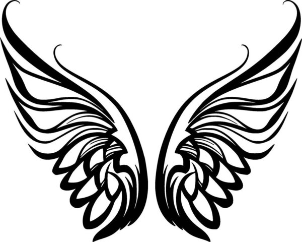 Wings - black and white isolated icon - vector illustration