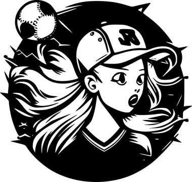 Softball - minimalist ve düz logo - vektör illüstrasyonu