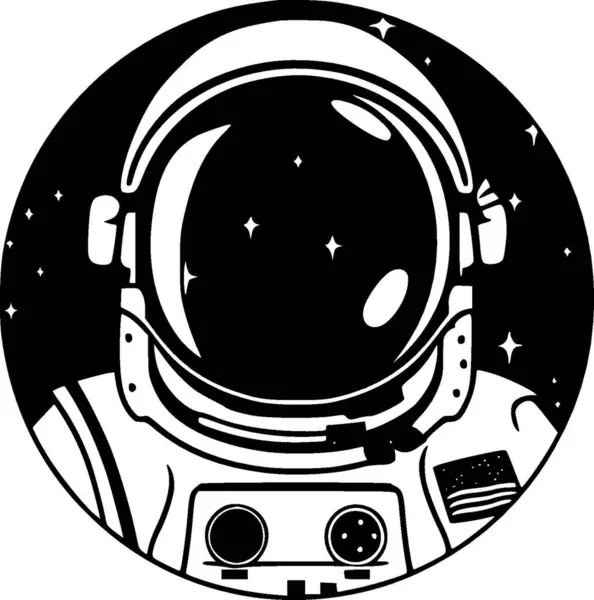 stock vector Astronaut - black and white isolated icon - vector illustration