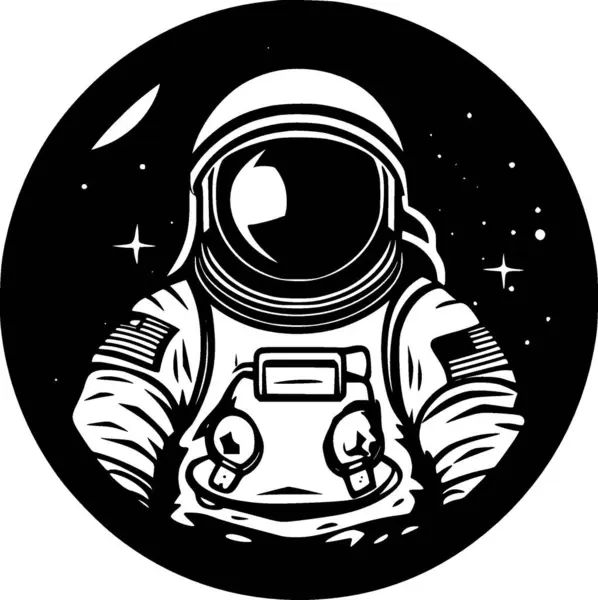 Astronaut Černobílá Vektorová Ilustrace — Stockový vektor