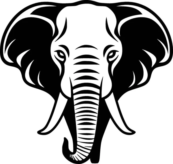 Elefante Ícone Isolado Preto Branco Ilustração Vetorial — Vetor de Stock