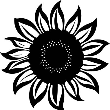 Çiçek - siyah ve beyaz izole edilmiş ikon - vektör illüstrasyonu
