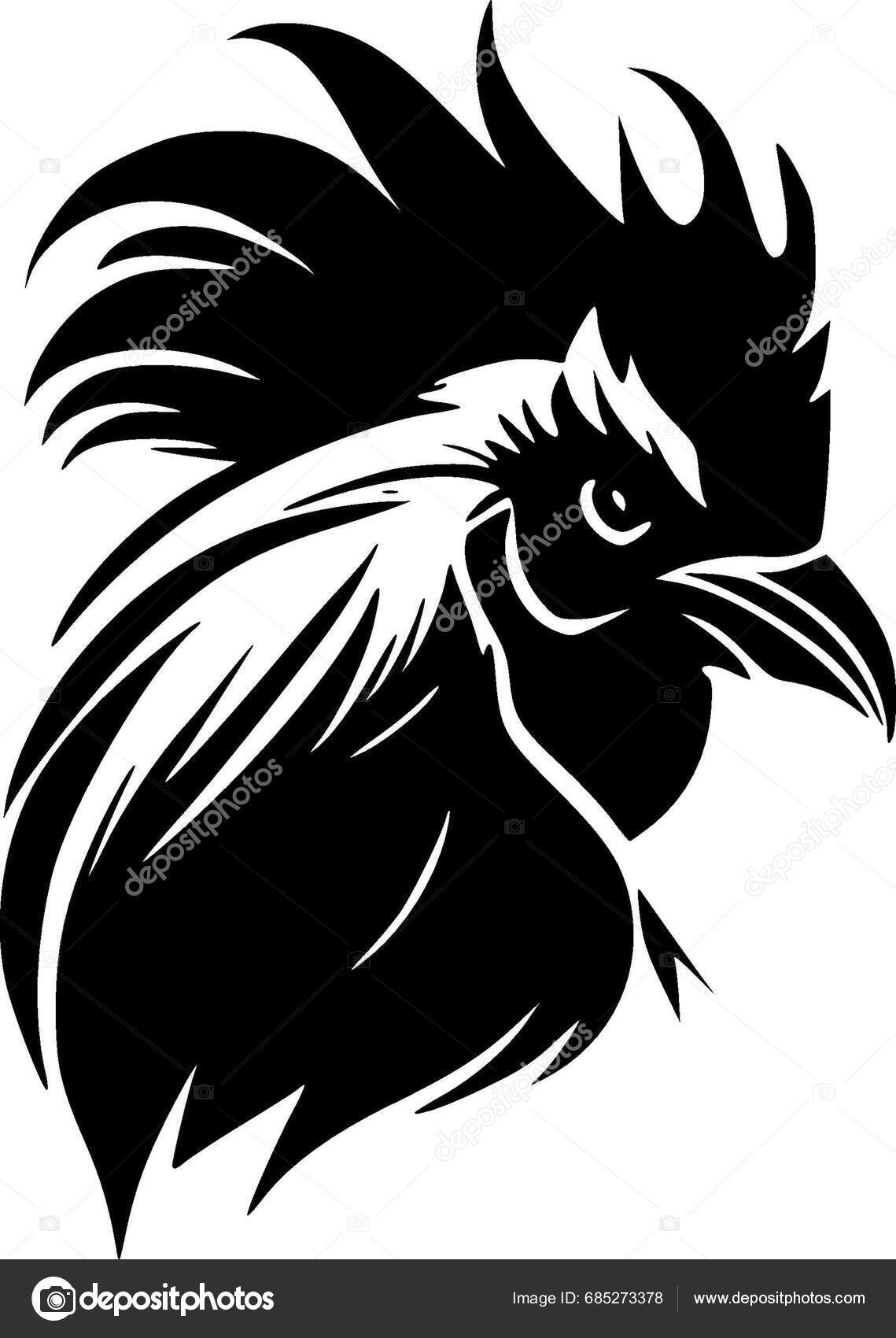 Rooster Black White Vector Illustration Stock Vector by ©CreativeOasis