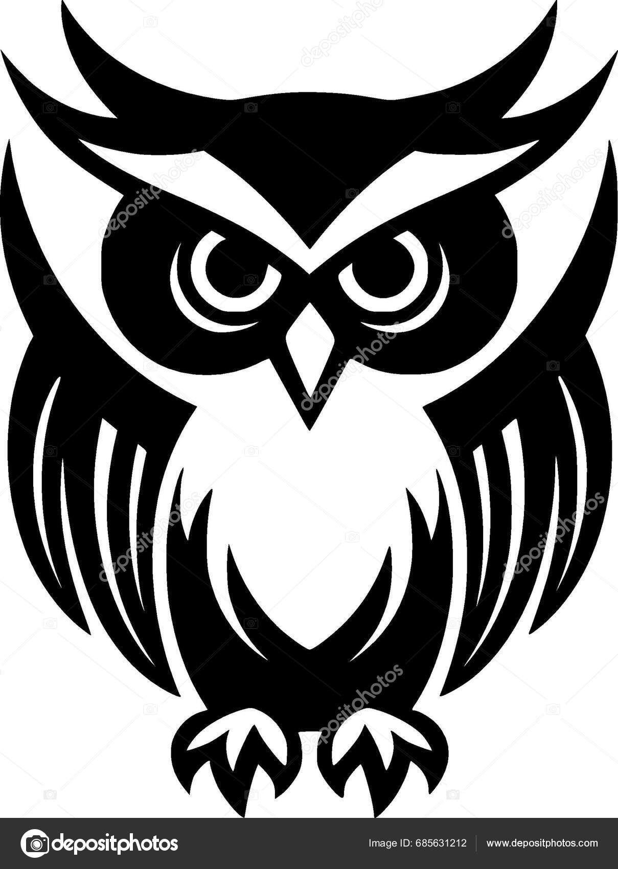 Owl Black White Vector Illustration Stock Vector by ©CreativeOasis