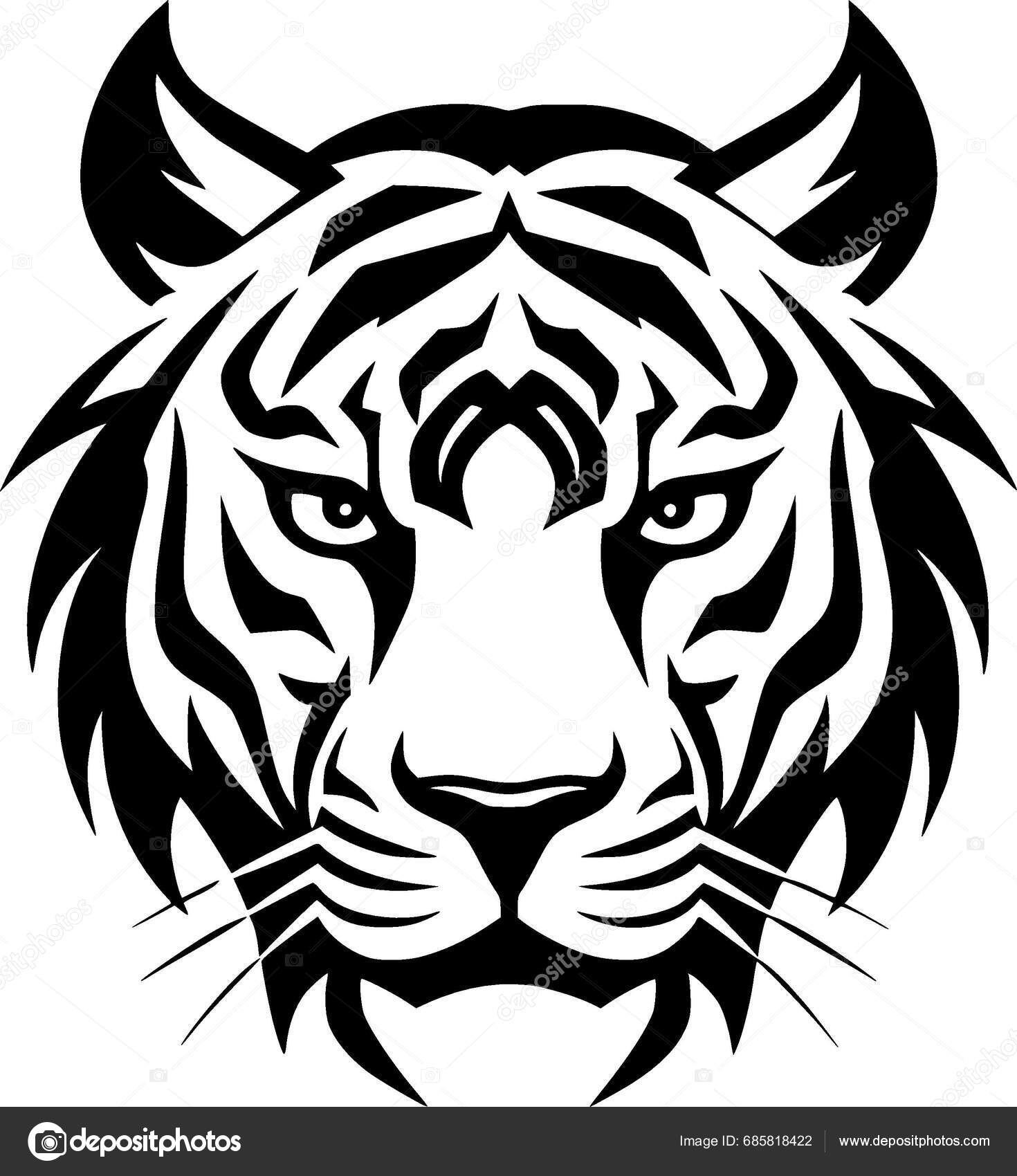 Tiger Black White Vector Illustration Stock Vector by ©CreativeOasis ...