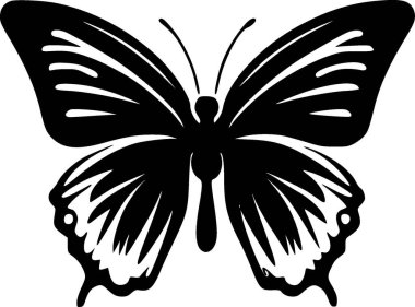 Kelebek - siyah beyaz izole edilmiş ikon - vektör illüstrasyonu