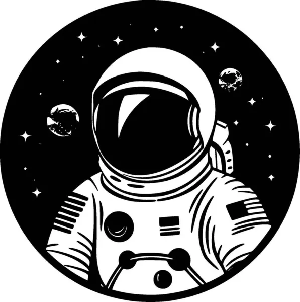 Astronaut Černobílá Vektorová Ilustrace — Stockový vektor
