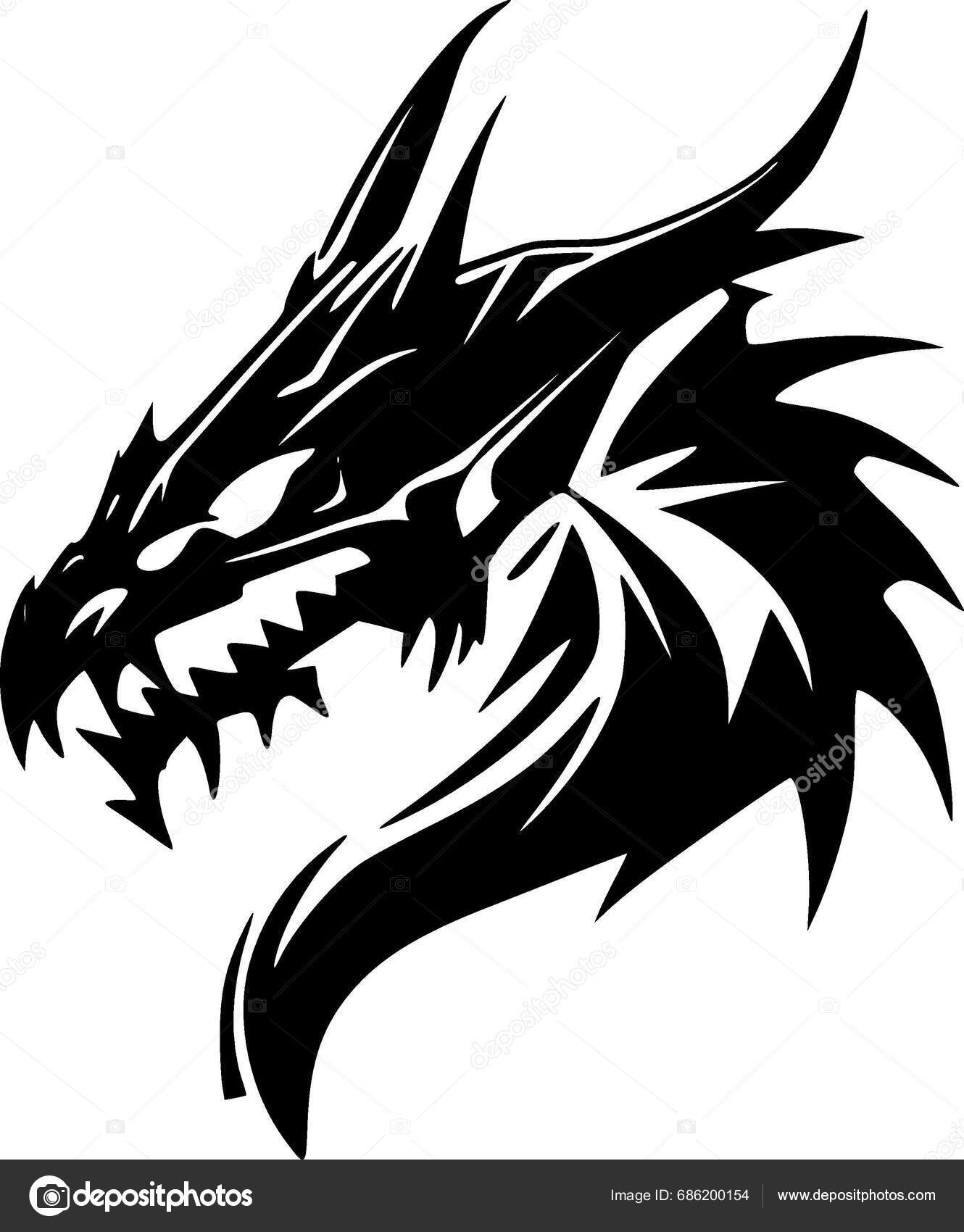 Dragons Black White Vector Illustration Stock Vector by ©CreativeOasis