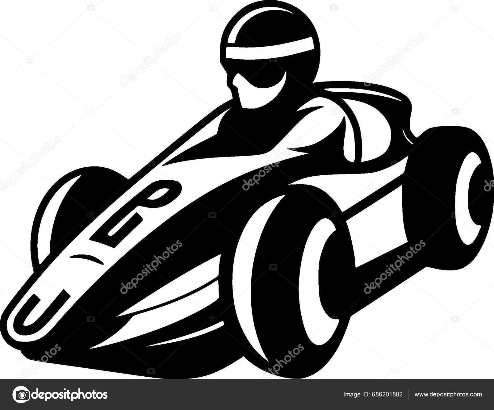 Racing Black White Vector Illustration Stock Vector by ©CreativeOasis