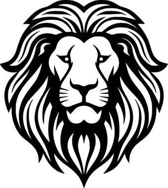 Lion - black and white vector illustration clipart