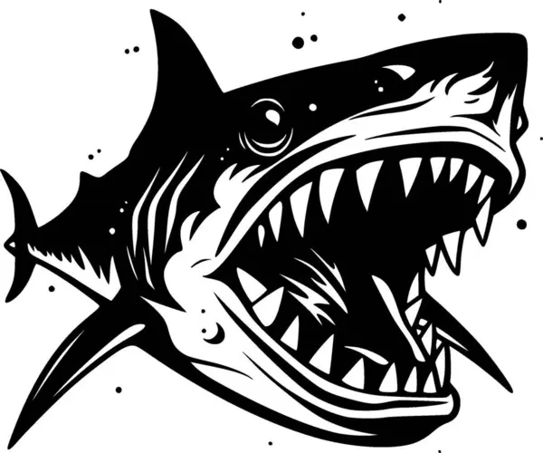 stock vector Shark - black and white isolated icon - vector illustration