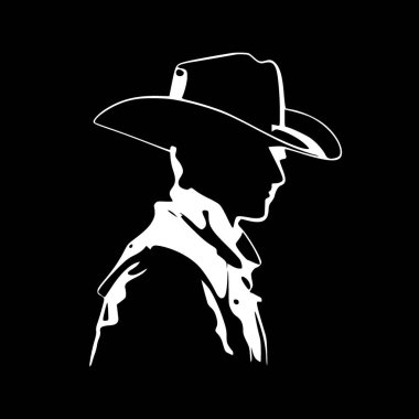 Kovboy - siyah beyaz izole edilmiş ikon - vektör illüstrasyonu