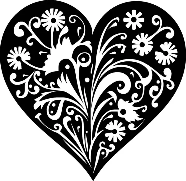 Heart Black White Isolated Icon Vector Illustration — Stock Vector