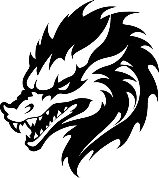 stock vector Dragon - black and white vector illustration