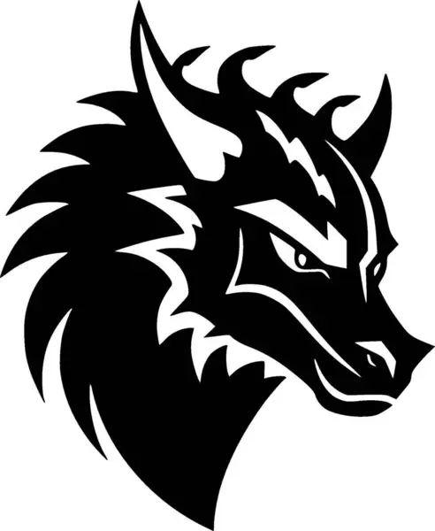 stock vector Dragon - black and white isolated icon - vector illustration