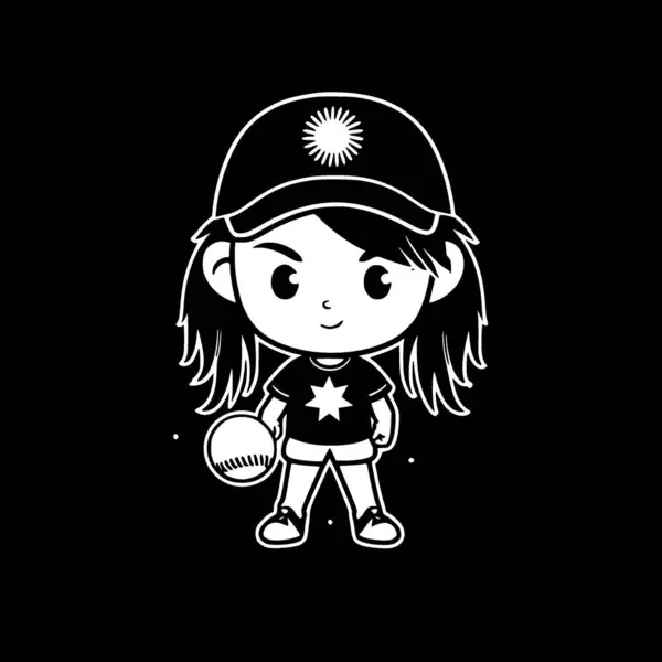 Softball - black and white vector illustration