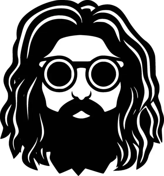 Hippie Logo Minimalista Plano Ilustración Vectorial — Vector de stock