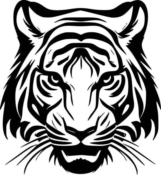 Tiger Schwarz Weißes Icon Vektorillustration — Stockvektor