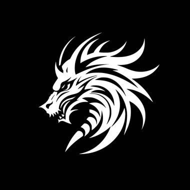 Dragon - minimalist ve düz logo - vektör illüstrasyonu