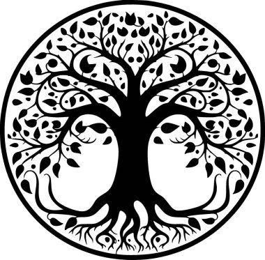 Ağaç - minimalist ve düz logo - vektör illüstrasyonu