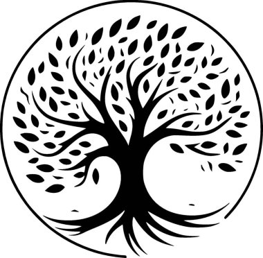 Tree of life - black and white isolated icon - vector illustration clipart