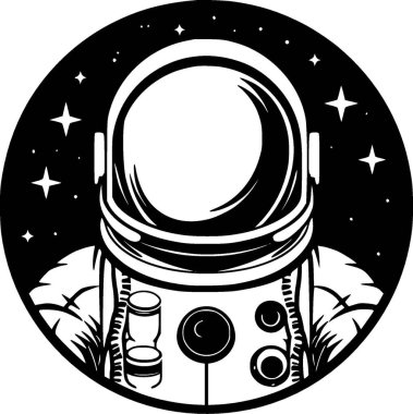 Astronot - minimalist ve basit siluet - vektör illüstrasyonu