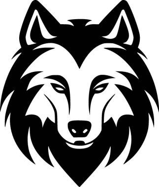 Wolf - black and white vector illustration clipart