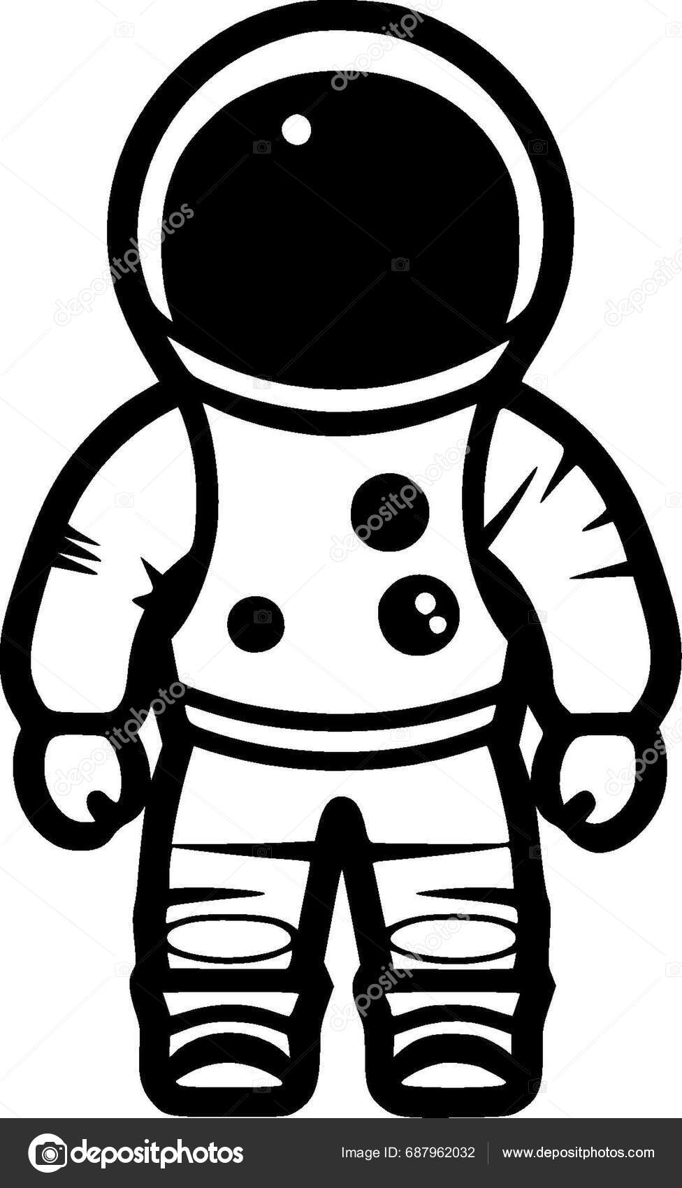 Astronaut Black White Vector Illustration Stock Vector by ...