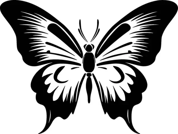 stock vector Butterfly - black and white isolated icon - vector illustration