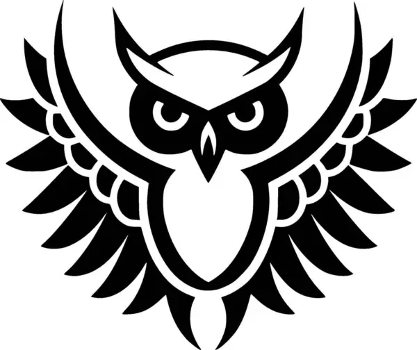Owl Black White Vector Illustration — Stock Vector