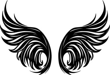Angel wings - black and white isolated icon - vector illustration clipart