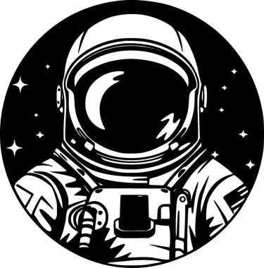 Astronot - yüksek kaliteli vektör logosu - t-shirt grafiği için ideal vektör çizimi