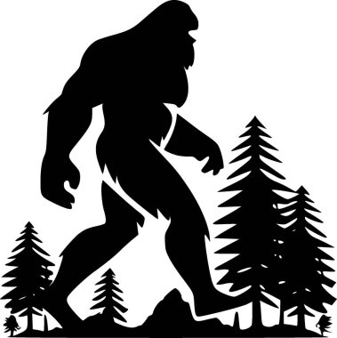 Bigfoot - black and white vector illustration clipart