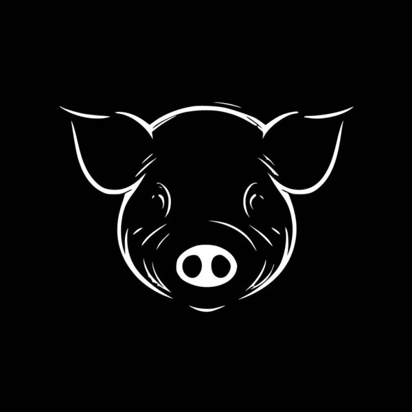 Pig - black and white isolated icon - vector illustration