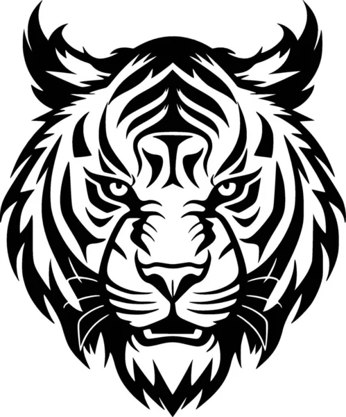 Tigre Icono Aislado Blanco Negro Ilustración Vectorial — Archivo Imágenes Vectoriales