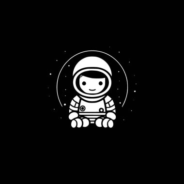 Astronot - minimalist ve düz logo - vektör illüstrasyonu