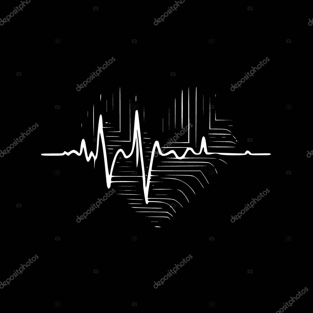Heartbeat - black and white vector illustration