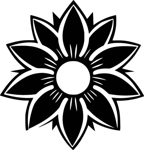 stock vector Flower - black and white isolated icon - vector illustration