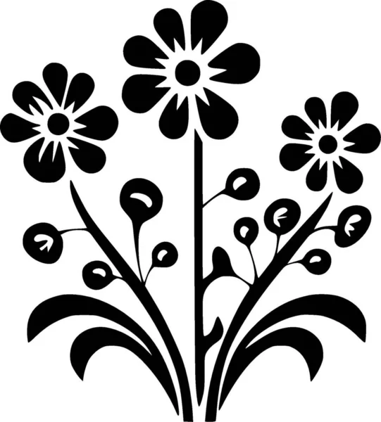 stock vector Flowers - black and white isolated icon - vector illustration