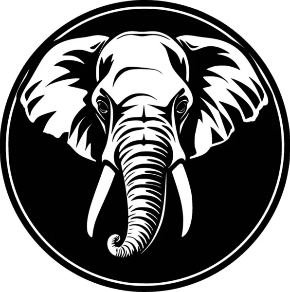 Elephant Black White Vector Illustration — Stock Vector