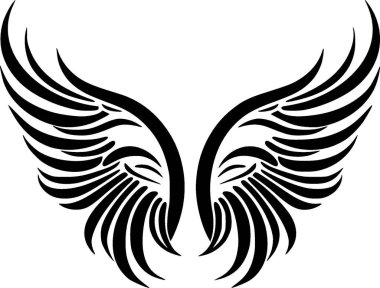 Angel wings - black and white isolated icon - vector illustration clipart