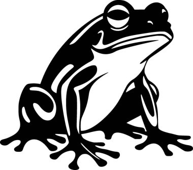Kurbağa - siyah ve beyaz izole edilmiş ikon - vektör illüstrasyonu