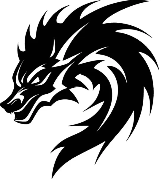 stock vector Dragon - black and white isolated icon - vector illustration
