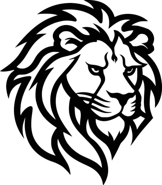 Lion Illustration Vectorielle Noir Blanc — Image vectorielle