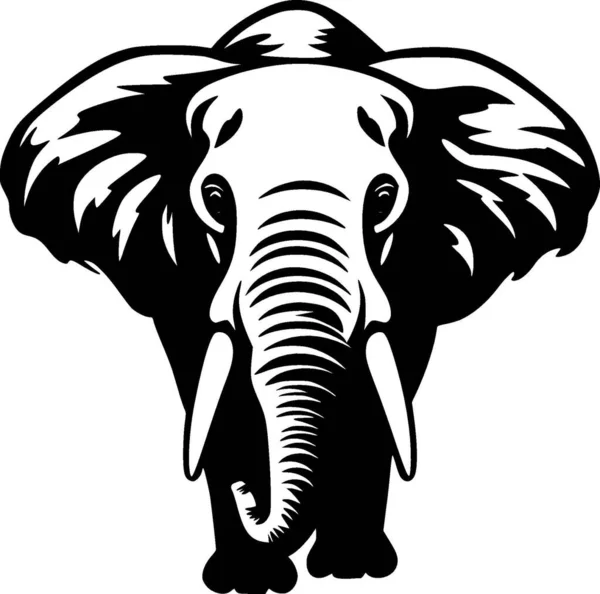Elephant Black White Vector Illustration — Stock Vector